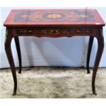 A good quality reproduction Italian floral marquetry inlaid games table, the reversible and