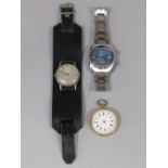 Ladies 14k fob watch the enamel dial with gilt decoration and Roman numerals, 34.6 grams gross