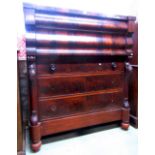 A substantial 19th century mahogany Scotch chest fitted with an arrangement of five long drawers