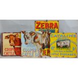 Four vintage style hand painted signs for Zebra Grate Polish, Cataline, Coopers Cattle Dip x2 (4)