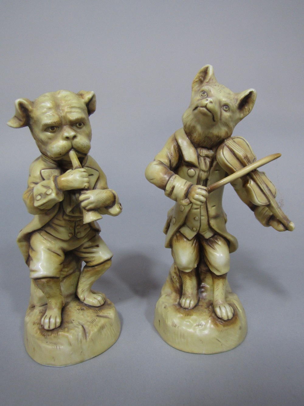 A set of four late 19th century continental models of animal musicians, possibly Sitzendorf, with - Image 2 of 3