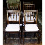 A matched set of six Georgian ashwood cottage dining chairs with turned and spindle mouldings, solid