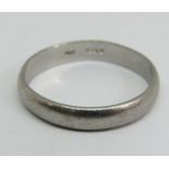Platinum wedding ring, size P, 4.3g