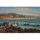 Nancy Bailey (British 1913-2012) - View of New Grimsby, Tresco, Isles of Scilly, oil on board,