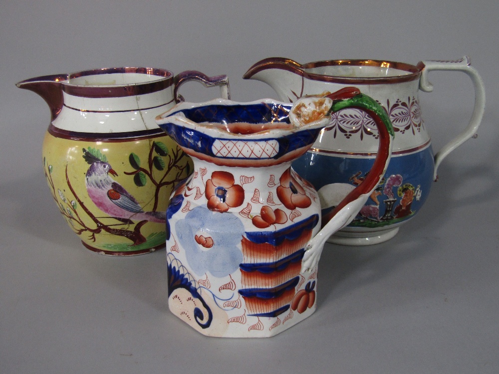 A collection of six early 19th century jugs in various designs including ironstone example with - Image 3 of 3