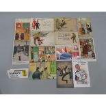 A box containing approx 380 mixed colour and black and white postcards, subjects include