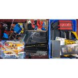 Large quantity of Scalextric equipment including 4 cars (Audi Quattro, Porsche 959 and Hornby