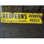 A small vintage enamel sign of rectangular form advertising Redfern's Rubber Heels, Economical and