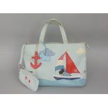 Radley handbag 'Port of Call' in leather, with applique nautical scene including Scottie dog, has