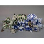 A collection of Mason's Ironstone Chartreuse pattern wares comprising two ginger jars and covers,