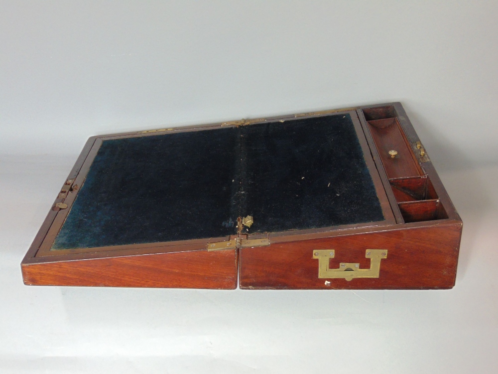 19th century flame mahogany writing slope, the hinged top enclosing a fitted interior together - Image 4 of 4