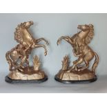Pair of bronzed spelter studies of Marley horses
