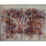 Phil Tunstall (20th century British) - Copper Workings - Amlwch 2, abstract oil painting on canvas
