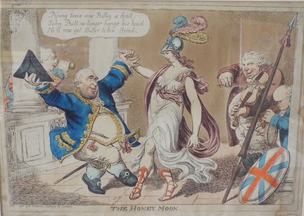 W Holland (early 19th century British School) The Honey Moon, Charles Fox dancing with Britannia,