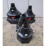 Five reclaimed cast iron drain water hoppers, two with painted floral highlighted detail (5)