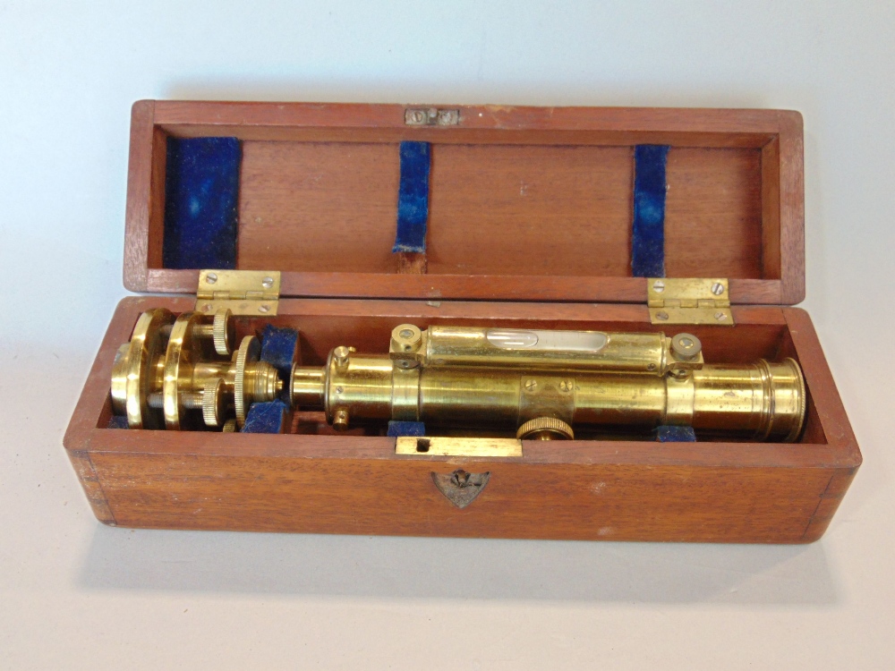 Elliot & Sons of 56 Strand London lacquered brass cased Theodolite and stand, ex Philips lot 220