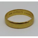 22ct wedding ring, size Y, 5.7g