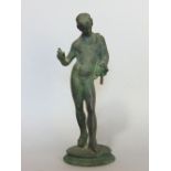 Small pattenated bronze figure of Narcissus, 15 cm high, possibly Grand Tour
