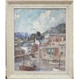 20th century British school - Harbour scene, oil on board in the palette knife technique, no visible