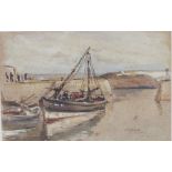 Albert Charles Dodds, RSW (British 1888-1964) - Harbour scene with fishing boats, watercolour and