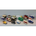 Collection of unboxed model vehicles mostly by Matchbox/Lesney and Lledo, many of which advertise