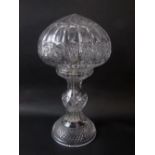 Probably by Waterford, cut glass baluster table lamp, the shade with star cut detail, 45cm high