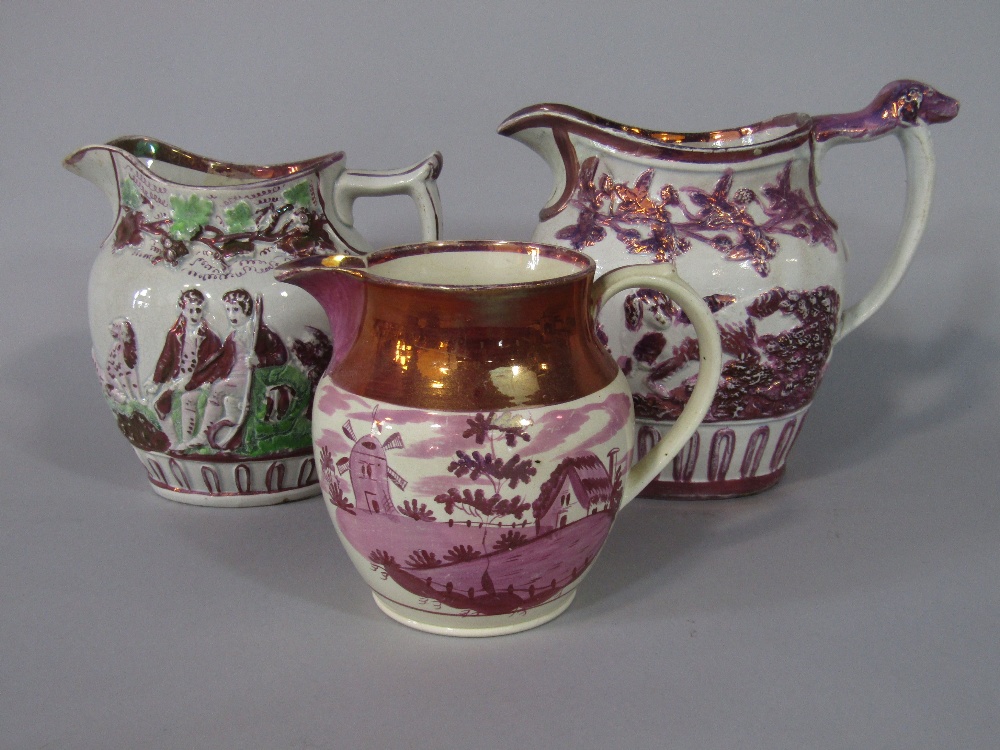 A collection of six early 19th century jugs in various designs including ironstone example with - Image 2 of 3