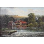 R Allen (of Eton - British 1895-1920) - View of the River Thames at Sonning, oil on board, signed