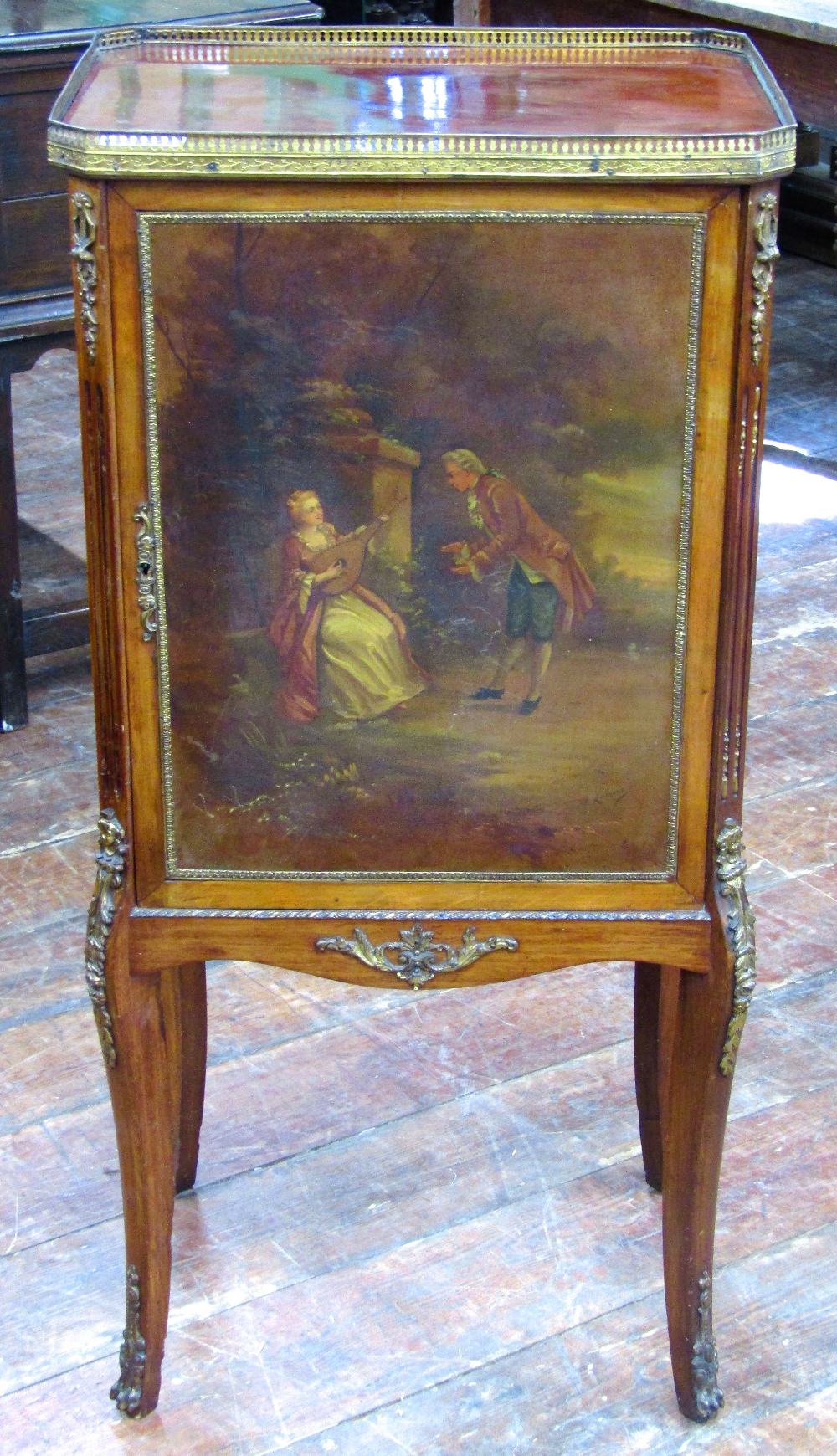 A late 19th century French folio/sheet music cabinet, the front elevation enclosed by a panelled