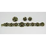Hungarian 800 silver gilt parure comprising bracelet, brooch and pair of stud earrings,