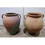 Two similar terracotta amphora, with loop handles (af)