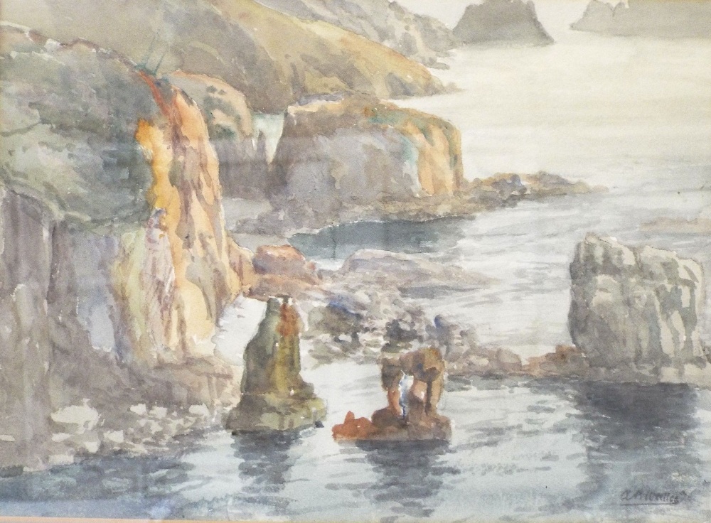 Arthur Bassett Waller (British 1182-1974) - West Coast of Sark, Channel Islands, watercolour on - Image 2 of 4