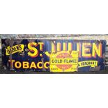 A vintage enamel sign of rectangular form advertising Ogden's St Julian tobacco, 153cm long x 46cm