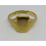 18ct signet ring, size S, 6.5g