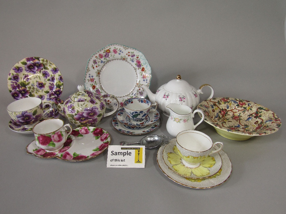 An extensive collection of decorative teawares including examples by Tuscan china, Royal Albert,