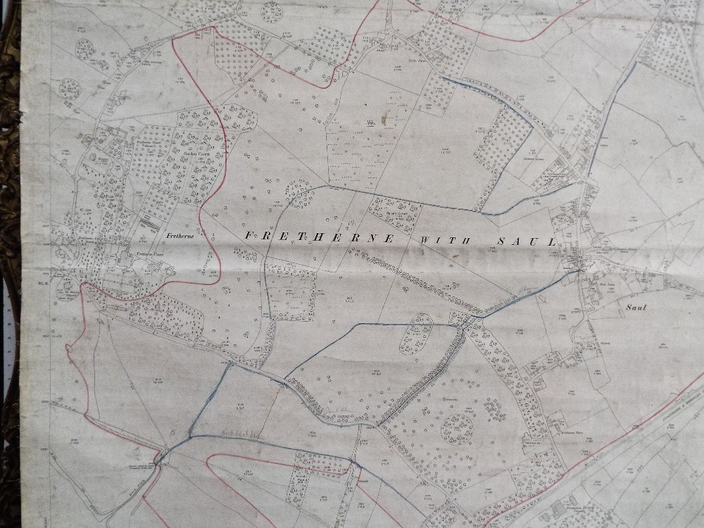 An early 20th century map of the River Severn at Arlingham and across to Newnham, mounted onto - Image 5 of 6