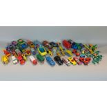 Box of model vehicles, play worn, including models by Corgi, Lesney, Matchbox, etc, including