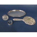 Early 20th century silver oval tray, maker RP, London 1916, 25.5cm long, 8.5oz approx; together with