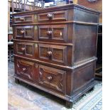 Late 17th century/early 18th century walnut chest of four long graduated drawers (disguised as eight