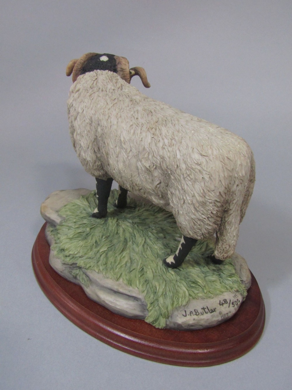 A limited edition Border Fine Arts model of a standing ram inscribed JA Butler edition number 48/ - Image 2 of 2