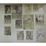 A large late 19th century album containing monochrome printed reproductions of paintings with the
