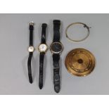Ladies 9ct Rotary dress watch, the champagne dial with Arabic and baton markers, 17 jewel Incabloc