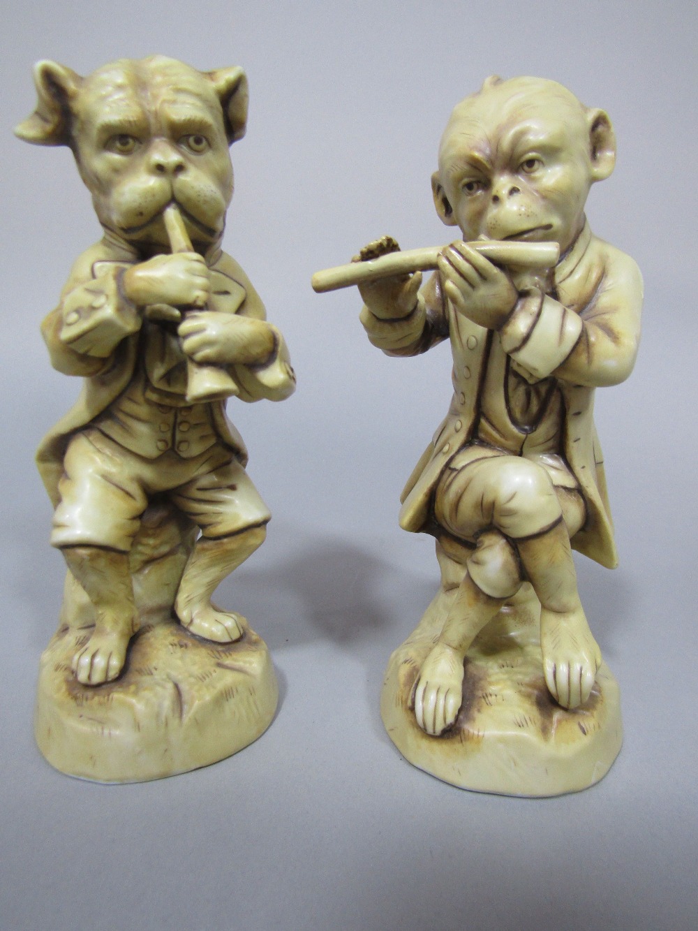 A set of four late 19th century continental models of animal musicians, possibly Sitzendorf, with - Image 3 of 3