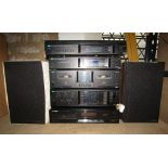 A Sansai separates stacking hifi system, comprising a fully automatic DD turntable, model P-L50,