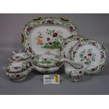 A collection of 19th century Macao pattern dinnerwares, comprising a pair of tureens and covers,