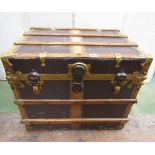 A small late 19th century travelling chest by Yale & Towne of Stamford Conneticut USA, the canvas