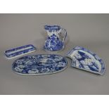 An early 19th century blue and white transfer printed drainer of oval form, possibly Ridgway, with