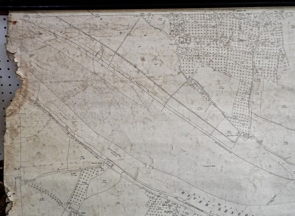 An early 20th century map of the River Severn at Arlingham and across to Newnham, mounted onto - Image 6 of 6