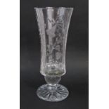 A good quality cut and etched glass asparagus vase, with hobnail cut and floral panels upon a star