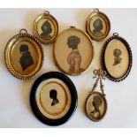 An interesting collection of early 19th century and later silhouette profile portrait miniatures